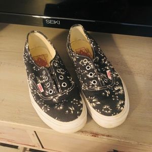 Black and White Floral Vans